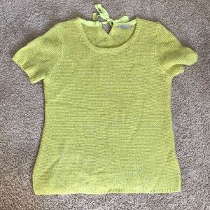 Short Sleeve Sweater Yellow Garter Stitch Gap